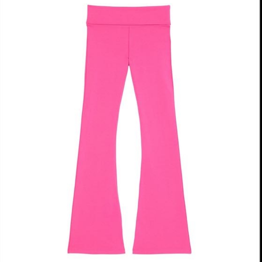 VS PINK Carmine Rose Bling Foldover Flare Leggings Size Large NWT - Picture 2 of 10
